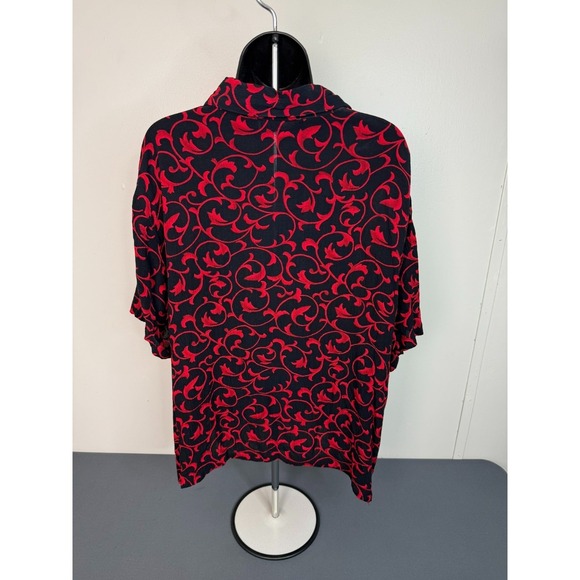 Dena Lauren Women's Large Blouse Printed Button Front Short Sleeve Vintage Retro - Picture 4 of 4